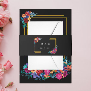 Bandeau De Faire-part Aquarelle mexicaine Fleur noire Mariage
