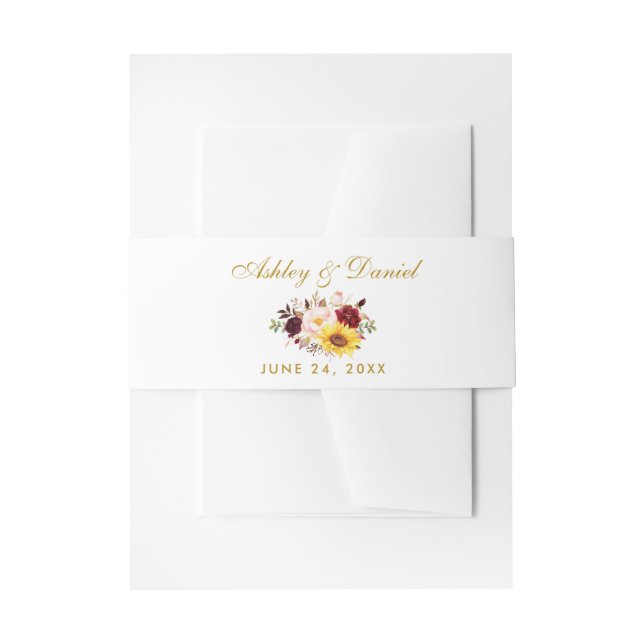 Bandeau De Faire-part Aquarelle Mixte Floral Gold Faire-part de mariage (Devant example)