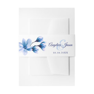 Bandeau De Faire-part Aquarelle moderne Floral Bleu Marine Mariage blanc
