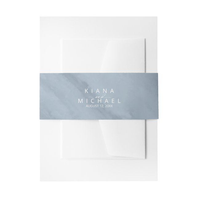 Bandeau De Faire-part Aquarelle moderne Mariage Dusty Blue ID816 (Devant example)