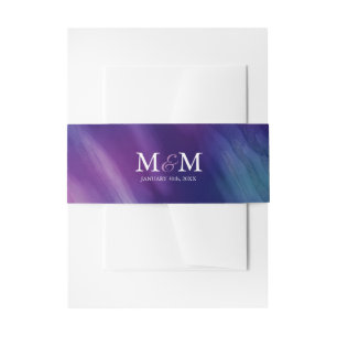 Bandeau De Faire-part Aquarelle moderne violet Mariage bleu marine