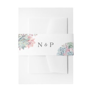 Bandeau De Faire-part Aquarelle Pastel Succulents Mariage Monogramme