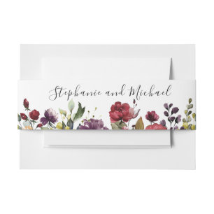 Bandeau De Faire-part Aquarelle romantique Bourgogne Rouge Blush Rose Fl