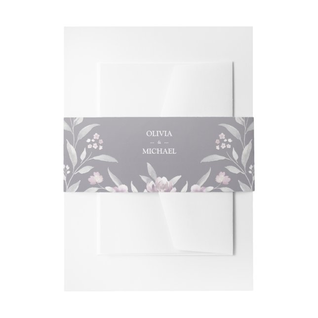 Bandeau De Faire-part Aquarelle rose argenté florale Chinoiserie Mariage (Devant example)