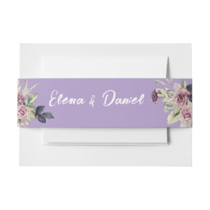 Bandeau De Faire-part Aquarelle rose lavande rose minimaliste