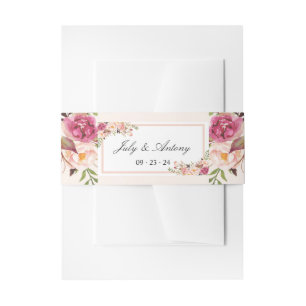 Bandeau De Faire-part Aquarelle rose Moderne Mariage tendance
