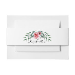 Bandeau De Faire-part Aquarelle Rose Rose Vert Feuillage