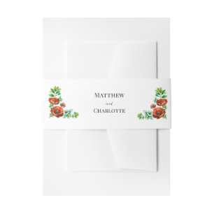 Bandeau De Faire-part Aquarelle Sublime Rouge Poppies en style Vintage