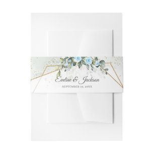 Bandeau De Faire-part Aquarelle tendance Fleurs bleues glacées Eucalyptu