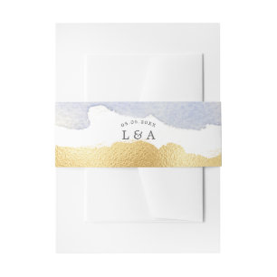 Bandeau De Faire-part Aquarelle transparente Bleu Gold Faux Mariage Foil