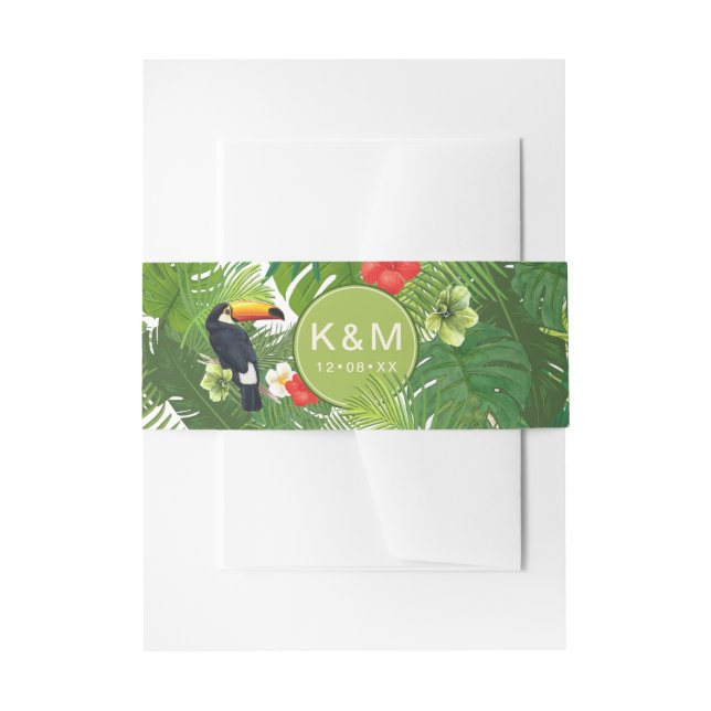 Bandeau De Faire-part Aquarelle Tropical avec Toucan Green ID577 (Devant example)