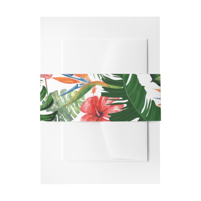 Bandeau De Faire-part Aquarelle Tropical Motif Invitation Bande de ventr (Devant example)