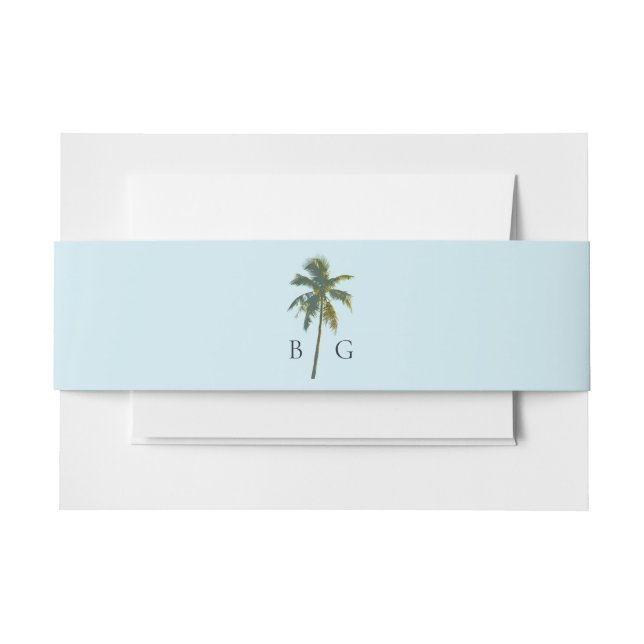 Bandeau De Faire-part Aquarelle tropicale Palms & Monogramme de mariage  (Devant Example)