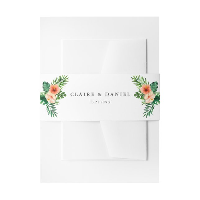 Bandeau De Faire-part Aquarelle tropicale Verdure Mariage floral (Devant example)