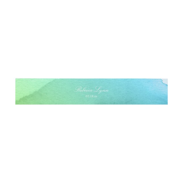 Bandeau De Faire-part Aquarelle turquoise et verte (Plat)