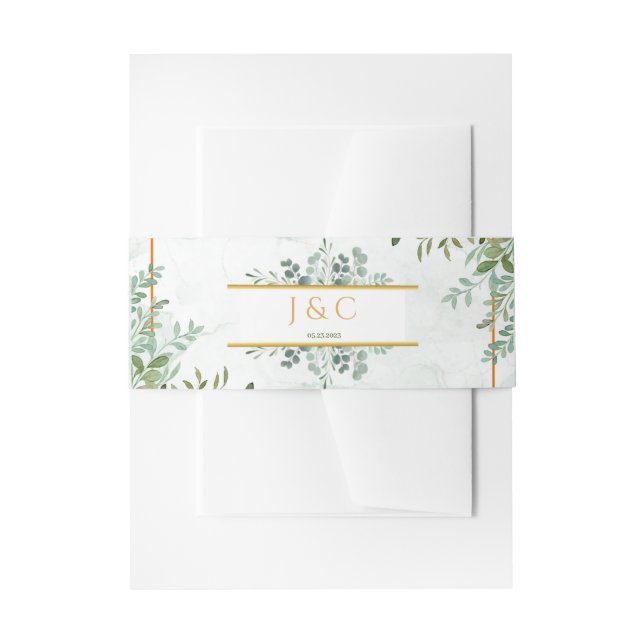 Bandeau De Faire-part Aquarelle verdure feuillage feuilles mariage (Devant example)