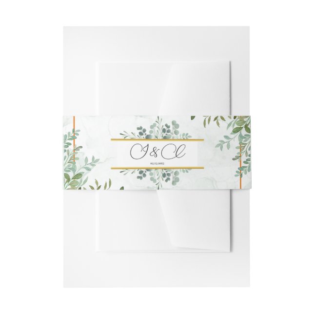 Bandeau De Faire-part Aquarelle verdure feuillage feuilles mariage (Devant example)