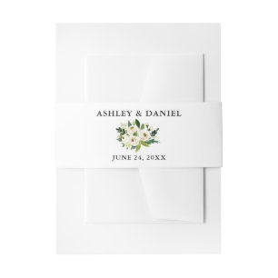 Bandeau De Faire-part Aquarelle Vert Mariage Floral blanc