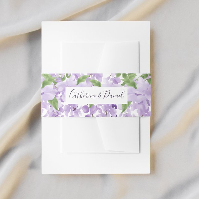 Bandeau De Faire-part Aquarelle Wisteria Nom personnalisé | MARIAGE (Créateur téléchargé)
