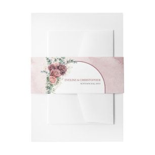 Bandeau De Faire-part Arche Boho marron foncé brush or rose eucalyptus