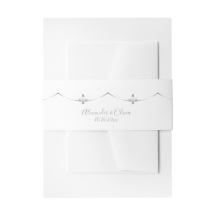Bandeau De Faire-part Argent Fleur de Lis Invitation Belly Band