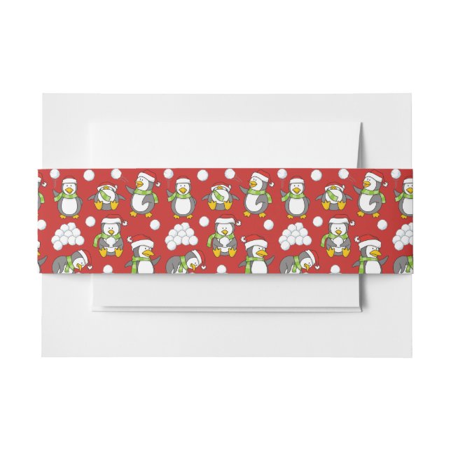 Bandeau De Faire-part Arrière - plan de pingouins de Noël (Devant Example)