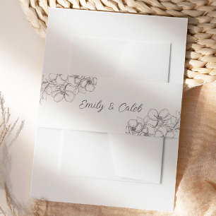 Bandeau De Faire-part Art de la ligne florale noire et blanche