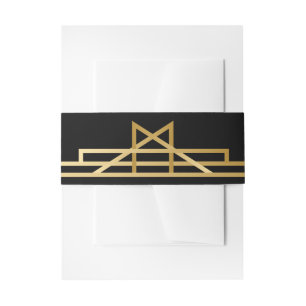 Bandeau De Faire-part Art Déco Black & Gold Great Gatsby Mariage Retro