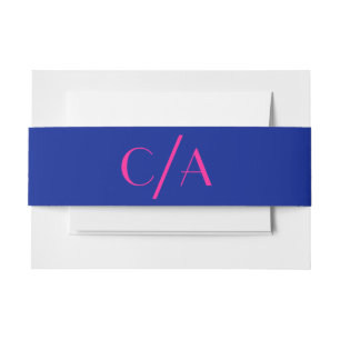 Bandeau De Faire-part Art Déco Bold Monogramme bleu électrique rose