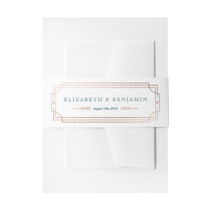Bandeau De Faire-part Art Déco moderne Turquoise noir Faux Rose Gold Fo