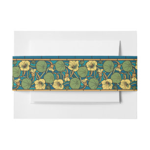 Bandeau De Faire-part Art Nouveau Nasturtium Bleu Or floral Verneuil