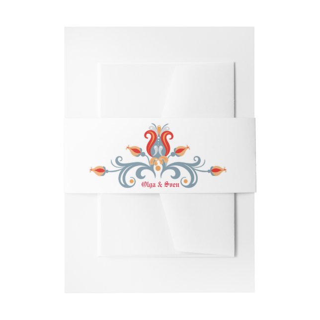 Bandeau De Faire-part Art populaire scandinave rouge/bleu (Devant example)