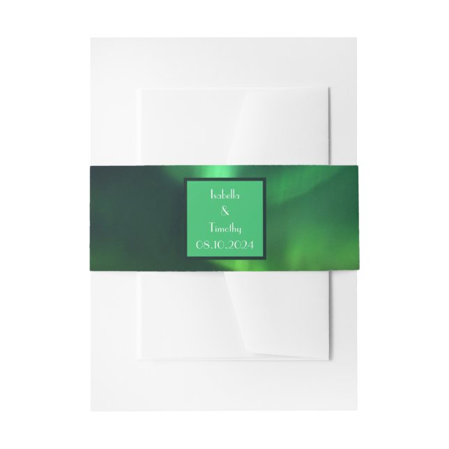Bandeau De Faire-part Aurora Borealis Northern Lights Sky Green Mariage (Devant example)