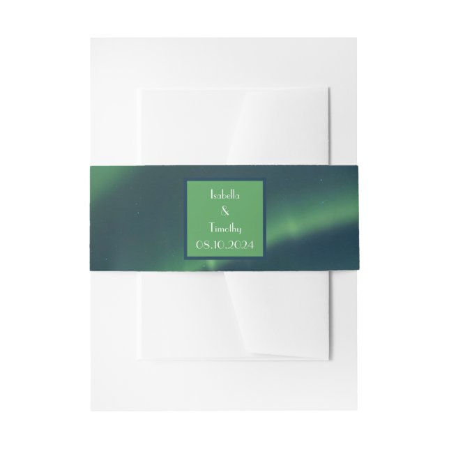 Bandeau De Faire-part Aurora Borealis Northern Lights Sky Green Mariage (Devant example)