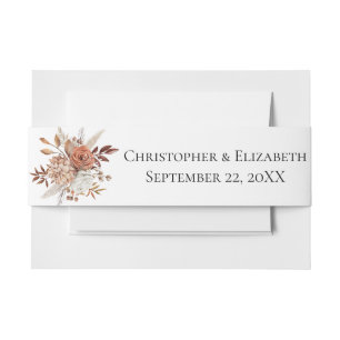 Bandeau De Faire-part Automne Abricot Brun Blanc Floral Mariage