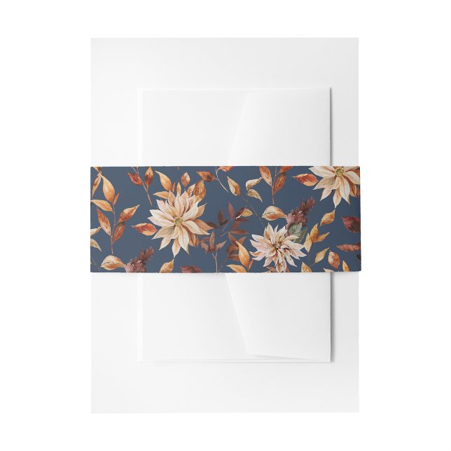 Bandeau De Faire-part Automne Bleu Marine  (Navy Blue Fall Invitation Belly Band by Painted Paperie
)
