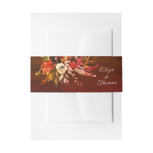 Bandeau De Faire-part Automne Floral Marbré Brown Invitation Bande de ve