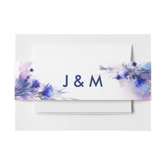 Bandeau De Faire-part 💍Avec initiales Cornflower Reverie  (Devant Example)