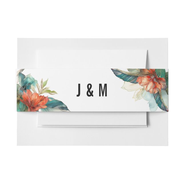 Bandeau De Faire-part Avec Initiales ✉️ Hibiscus Serenade Paradise (Devant Example)