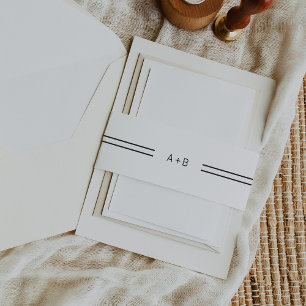 Bandeau De Faire-part AVERA moderne noir et blanc Mariage Monogramme