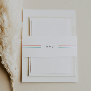 Bandeau De Faire-part AVERT Corail simple et Mariage Monogramme Turquois