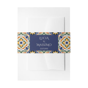 Bandeau De Faire-part Azulejo bleu Talavera vintage mariage mexicain