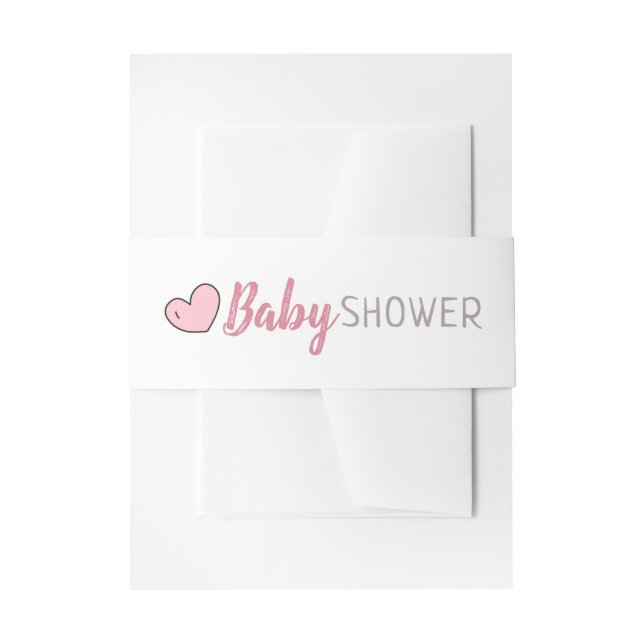 Bandeau De Faire-part Baby shower de coeur rose Invitation Bande de vent (Devant example)