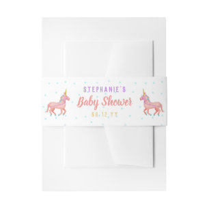 Bandeau De Faire-part Baby shower rose mignon de licorne et d'étoiles
