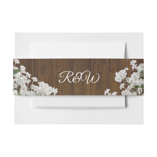 Bandeau De Faire-part Babys Breath Rustic Monogramme mariage Belly Band (Devant Example)