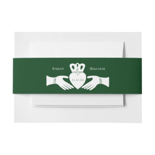 Bandeau De Faire-part Bague Claddagh Irlandaise Simple Graphique Vert Ma