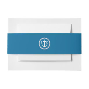 Bandeau De Faire-part Bague d'Ancres nautiques bleu marine