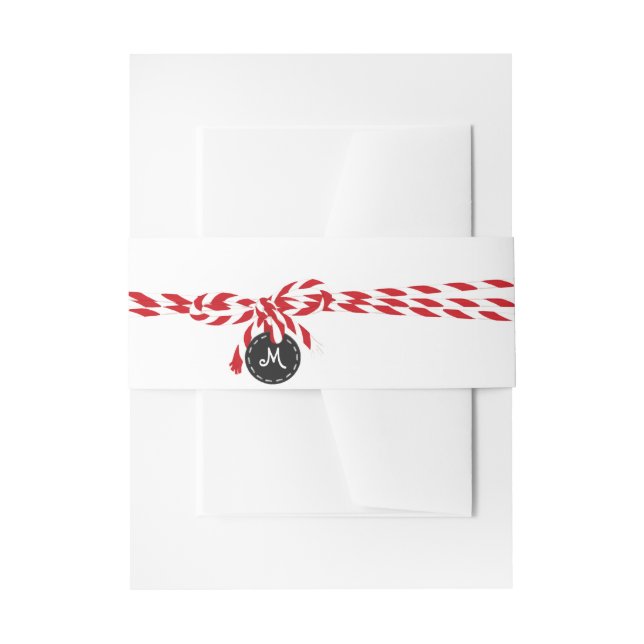 Bandeau De Faire-part Bakers ficelle & chalkboard monogramme bande ventr (Devant example)