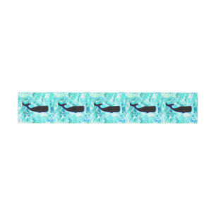 Bandeau De Faire-part baleines noires bleu