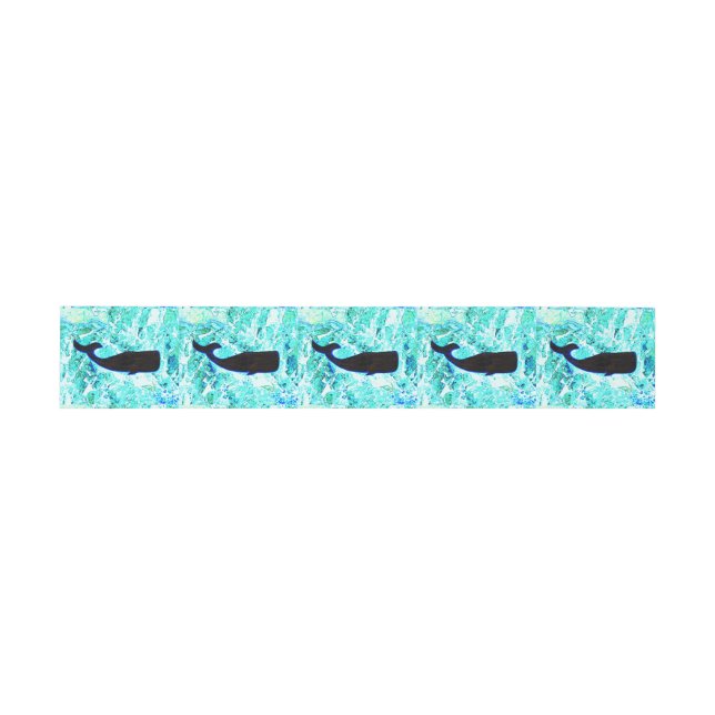 Bandeau De Faire-part baleines noires bleu (Plat)